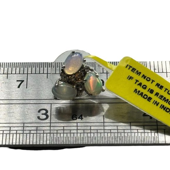 NWT Chuck Clemency Sterling Silver 3 Opal Clear Topaz Stud Earrings Designer - Picture 11 of 11